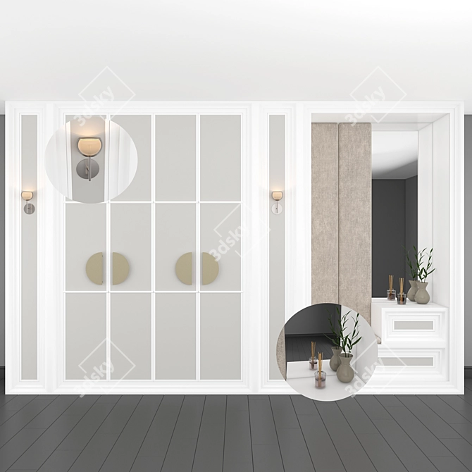 Elegant Entryway Cabinet with Mirror 3D model image 1