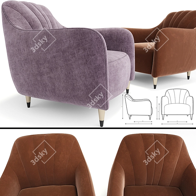 Aqua Harriet Rose Armchair 3D model image 1