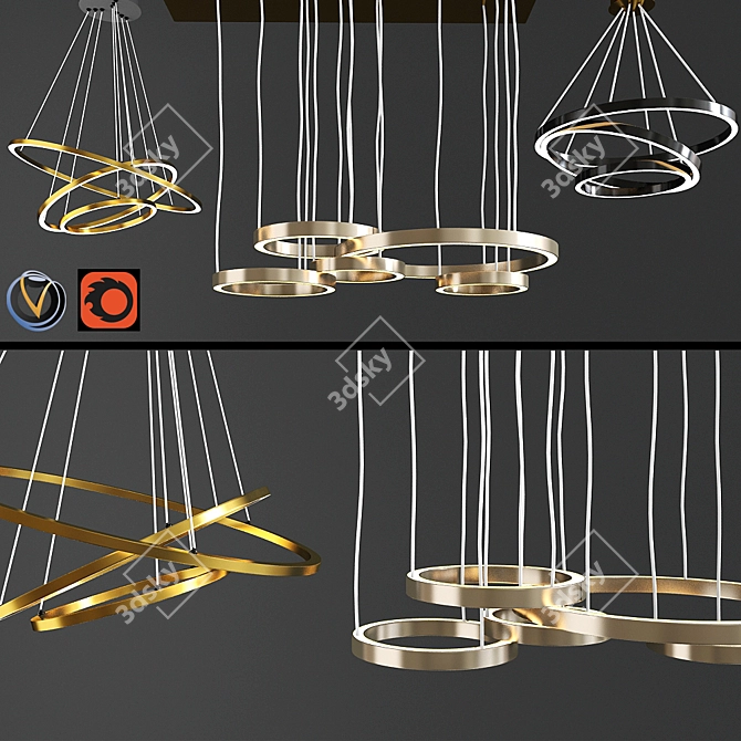 Modern LED Ceiling Light Set 3D model image 1