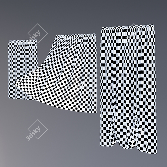 Triple Curtain Set - Variety 3D model image 2