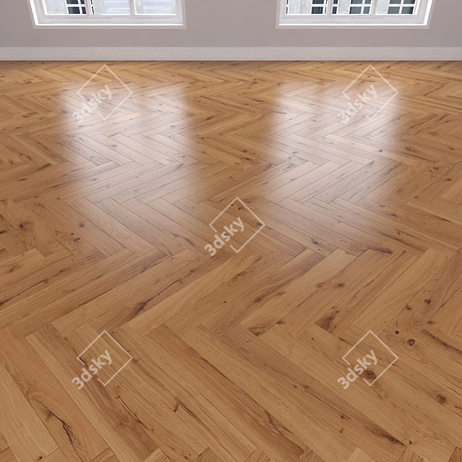 Caramel Oak Parquet: Herringbone, Linear & Chevron 3D model image 2