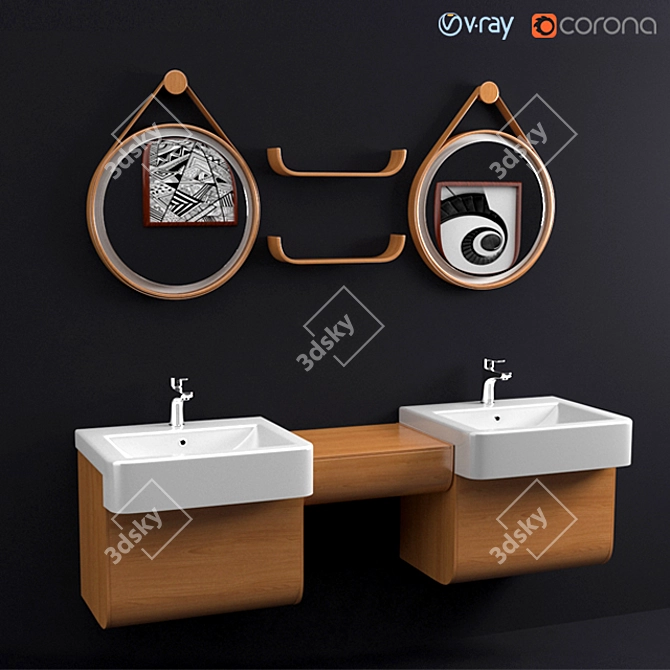 Modern Washbasin with Textures & Multiple Formats 3D model image 1