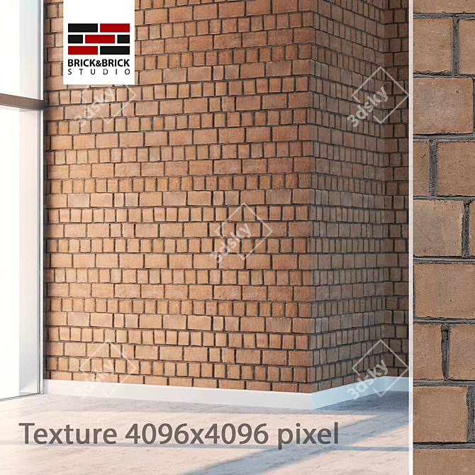 Seamless High-Detailed Brick 3D model image 1