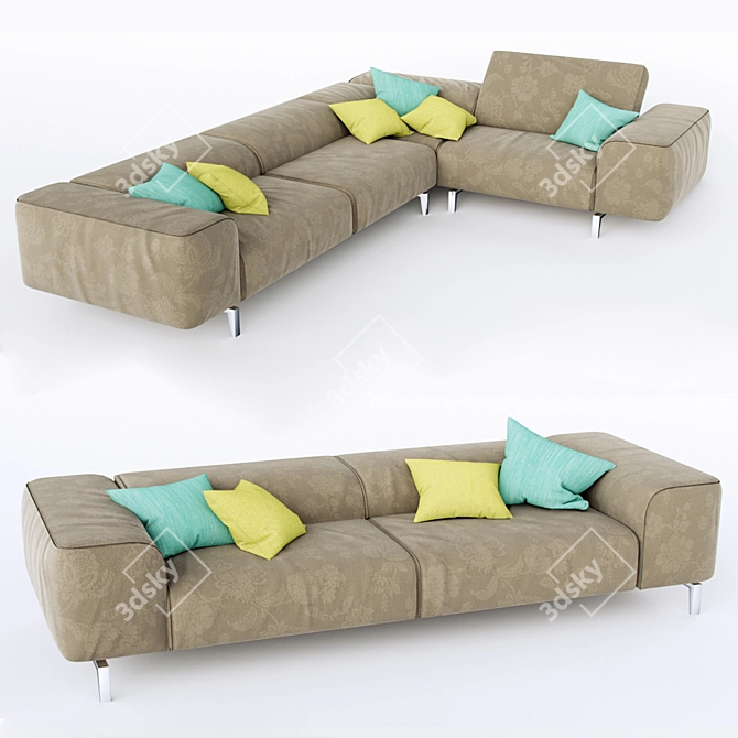 Transformable Long Sofa 3D model image 1