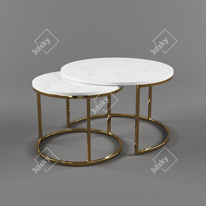 Marble Top Coffee Table: Two Roses 3D model image 1