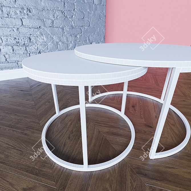 Marble Top Coffee Table: Two Roses 3D model image 3