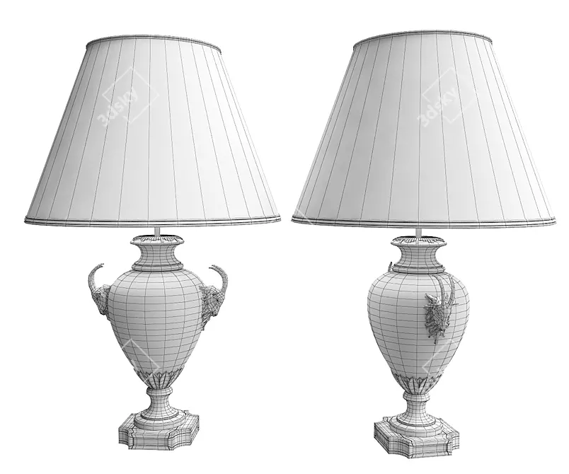 French Louis XVI Porcelain Table Lamp 3D model image 3