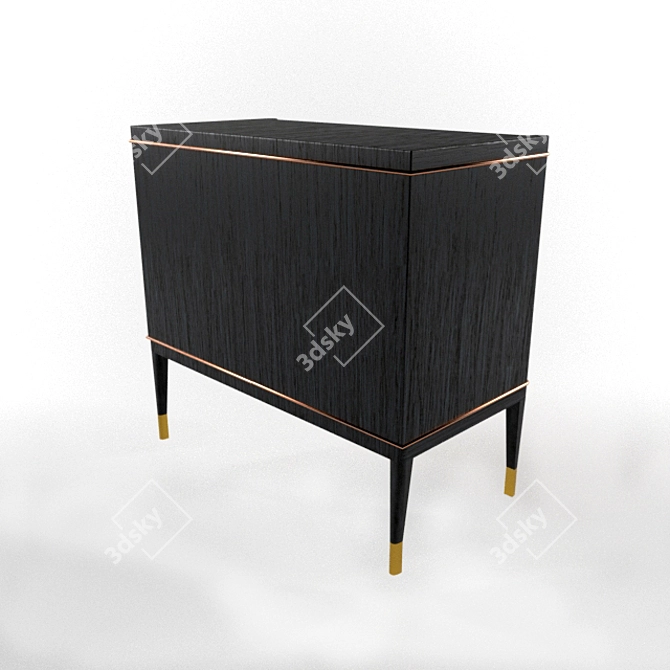 Adorno Hollywood Walnut Ebony 3 Drawer Nightstand 3D model image 2