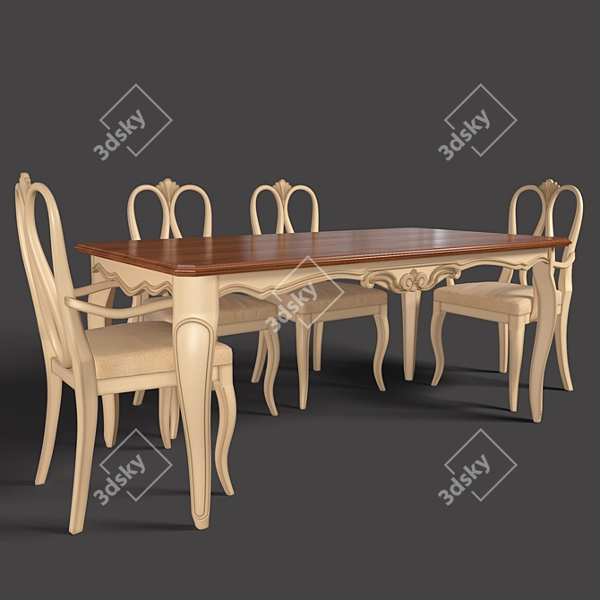 Italian-made Veneta Sedie Dining Set: Pedra Table and Narciso Chairs 3D model image 1
