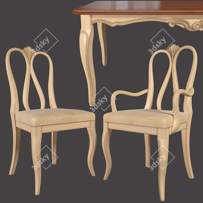 Italian-made Veneta Sedie Dining Set: Pedra Table and Narciso Chairs 3D model image 2