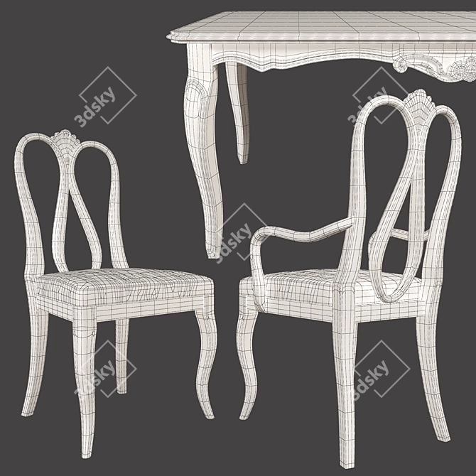 Italian-made Veneta Sedie Dining Set: Pedra Table and Narciso Chairs 3D model image 3