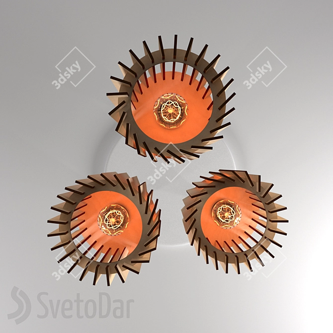 Parametric Wooden Chandelier 3D model image 2