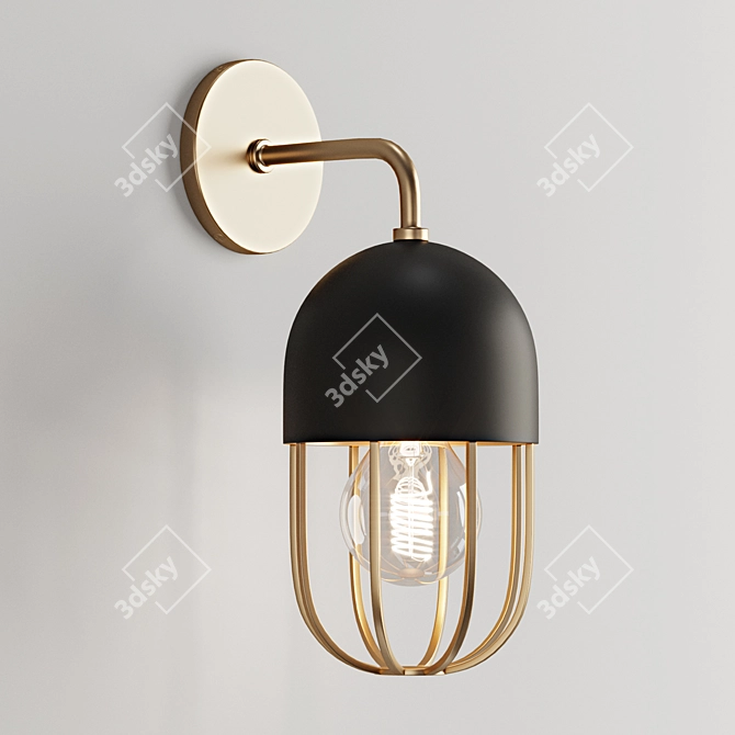 Minimalist Industrial Cage Sconce 3D model image 1