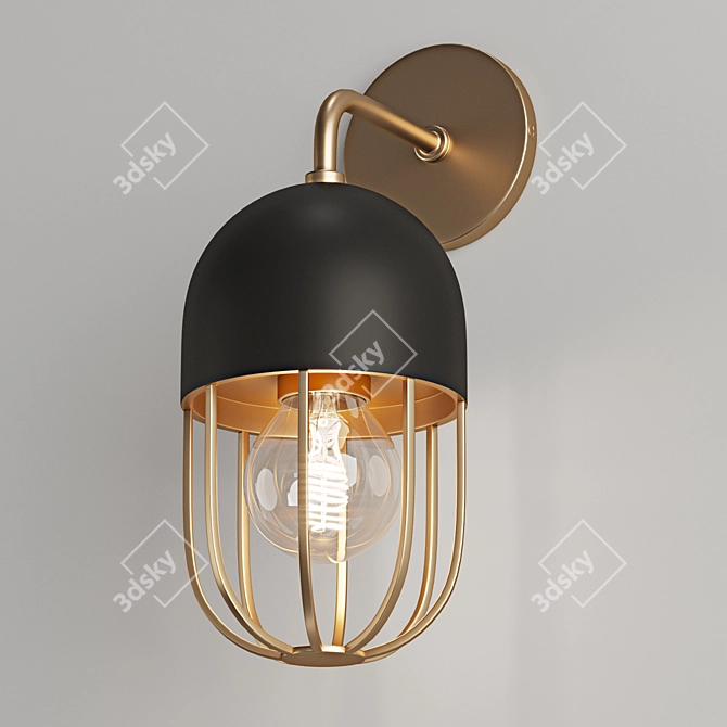 Minimalist Industrial Cage Sconce 3D model image 2