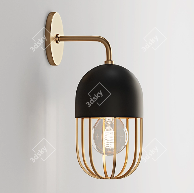 Minimalist Industrial Cage Sconce 3D model image 3