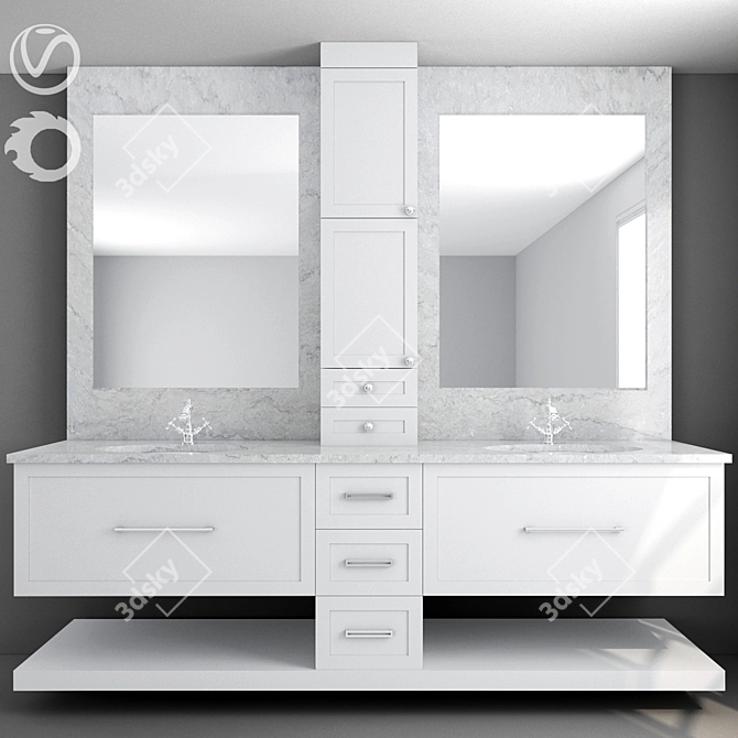 Modern Bathroom Furniture Set 3D model image 1