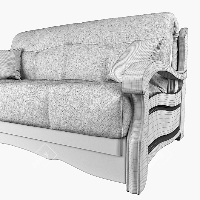 Accordion Wooden Armrest Sofa: Comfort and Style 3D model image 2