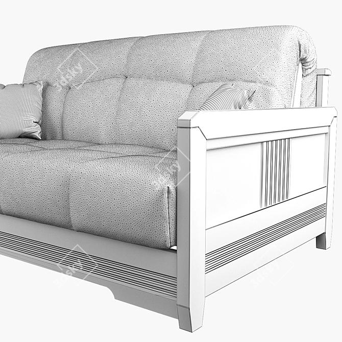 Wooden Armrest Accordion Sofa 3D model image 2
