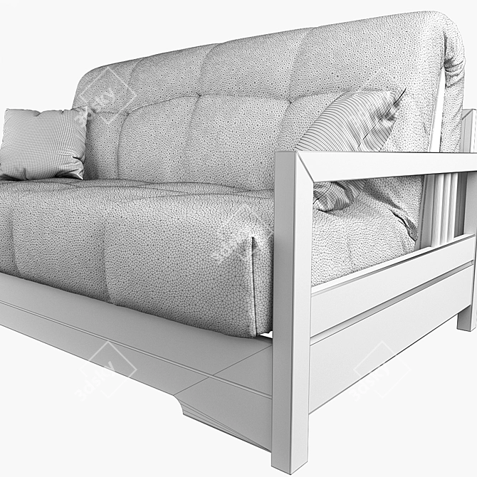Accordion Sofa with Wooden Armrests - GARWOOD 3D model image 2