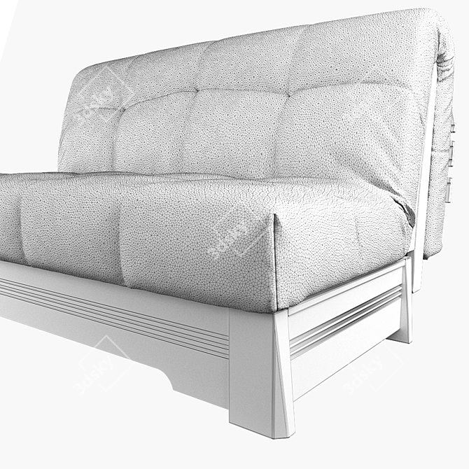 Accordion Wooden Armrest Sofa 3D model image 2