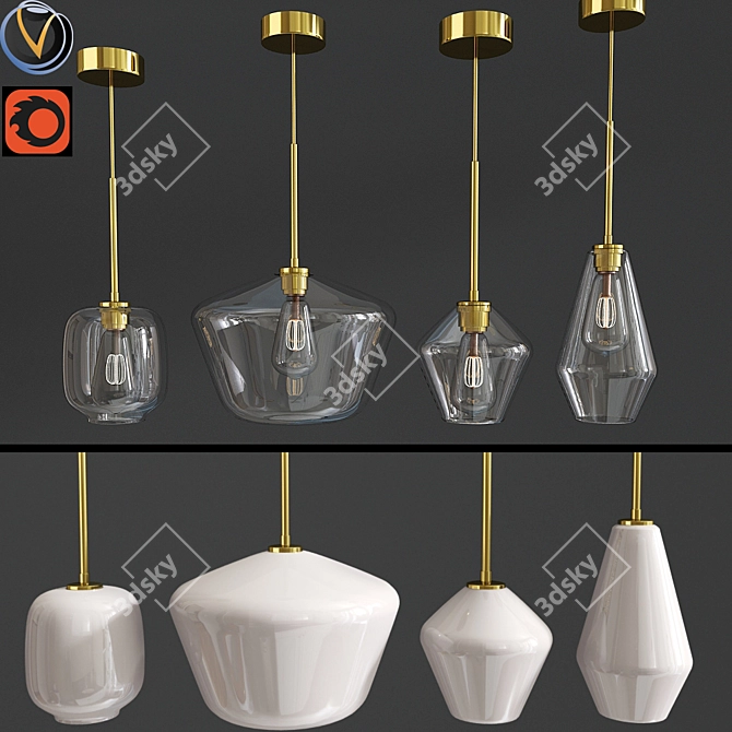 Sleek Ceiling Light Set 3D model image 1