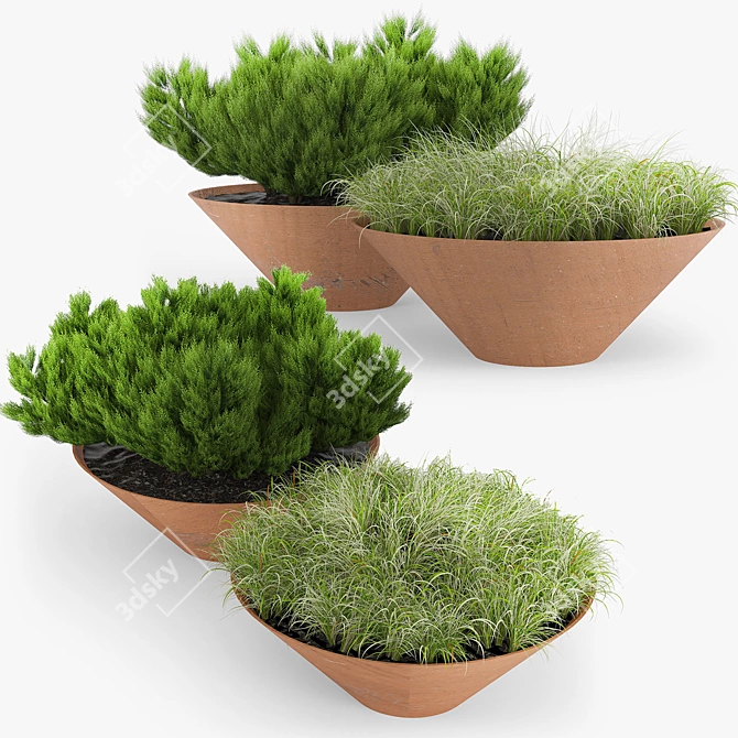 Damas Steel Planter: Traditional & Durable 3D model image 1