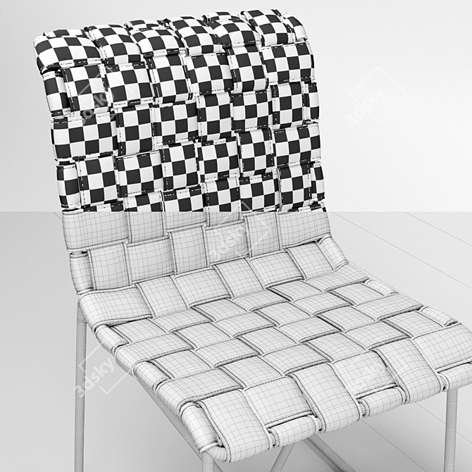 Handwoven Leather Elegance: Athena Dining Chair 3D model image 3