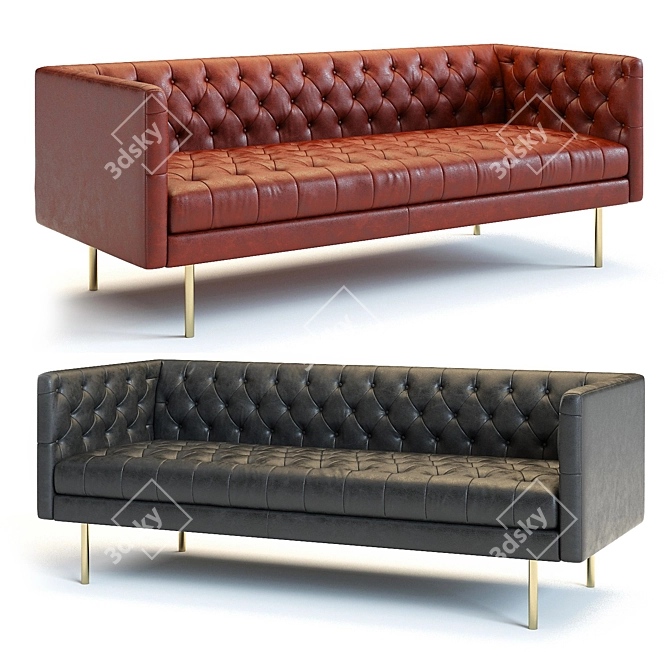 West Elm Modern Chesterfield Sofa: Stylish and Functional 3D model image 1