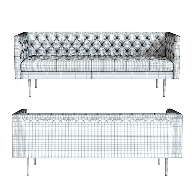 West Elm Modern Chesterfield Sofa: Stylish and Functional 3D model image 2