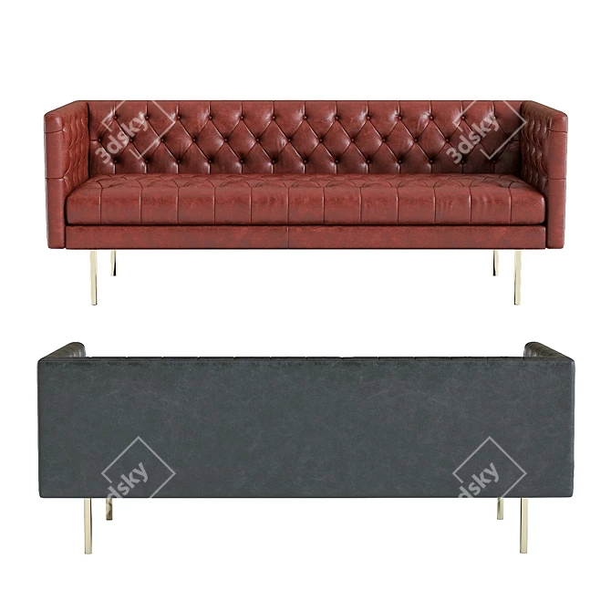 West Elm Modern Chesterfield Sofa: Stylish and Functional 3D model image 3