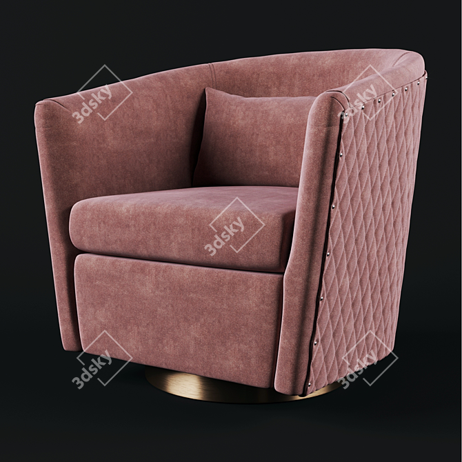 Velvet Swivel Barrel Chair 3D model image 1