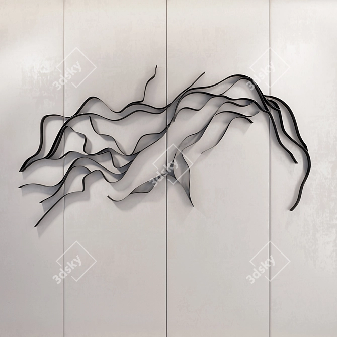 Modern Waves Metal Wall Panel 3D model image 1