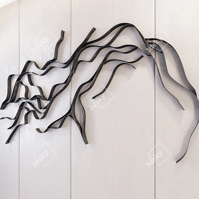 Modern Waves Metal Wall Panel 3D model image 2