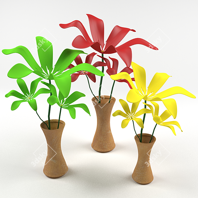 Blooming Delights: Stylish Flower Pots 3D model image 1