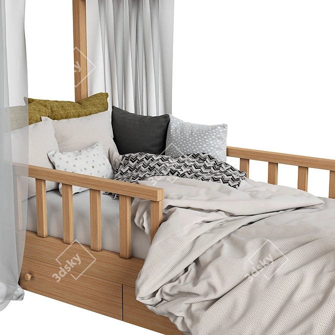 Kids' Dream Bed with Pillars 3D model image 3