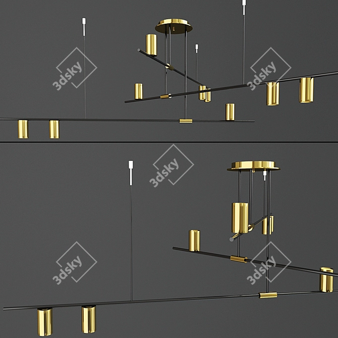 Sleek Gold Ceiling Pendant 3D model image 1