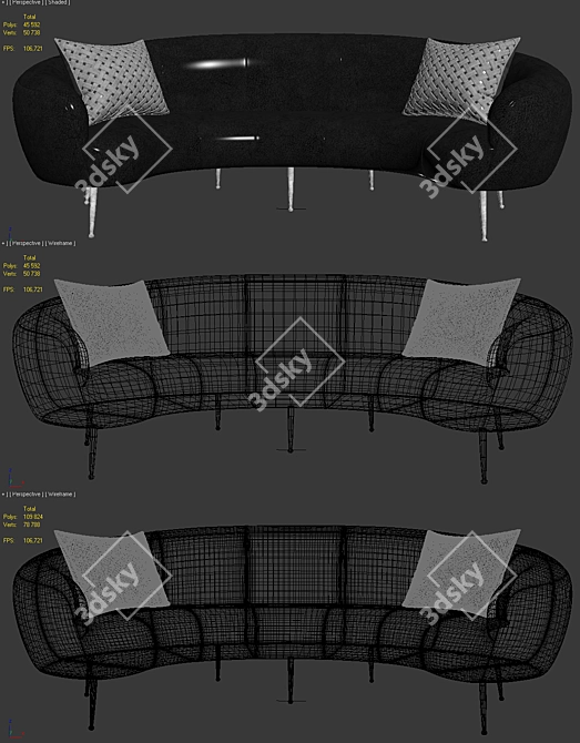 Contemporary KellyWearstler Souffle Banquette 3D model image 5