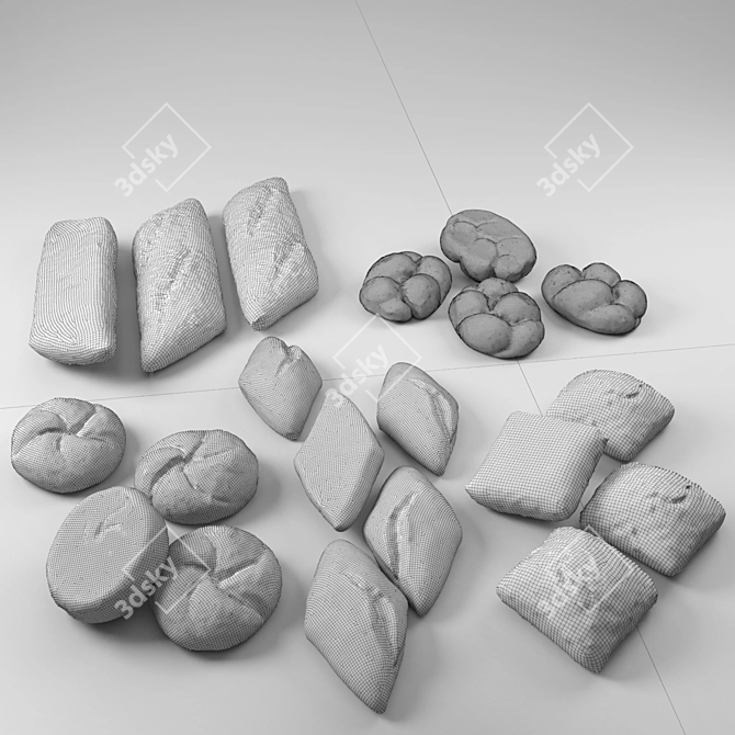 Realistic 1:1 Bread Assortment 3D model image 2