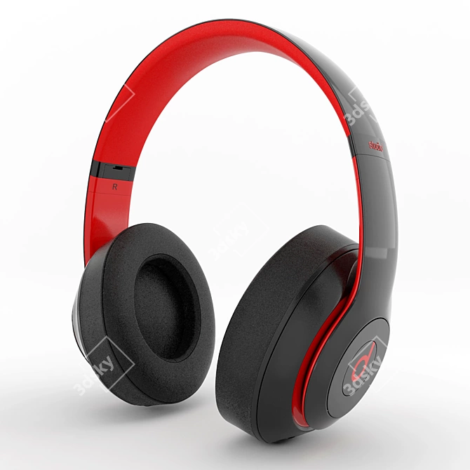 Sleek Beats Studio 3 Red 3D model image 2