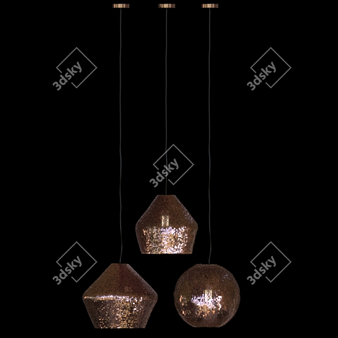 Elegant Copper Ceiling Lamp 3D model image 2