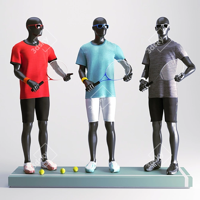 Mannequin Tennis Player: Complete Clothing Set 3D model image 1