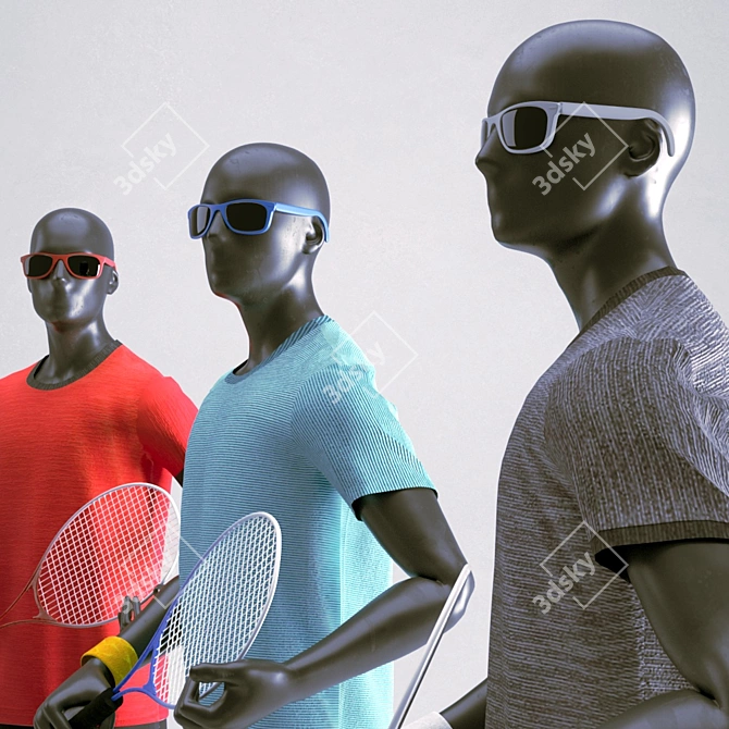 Mannequin Tennis Player: Complete Clothing Set 3D model image 3