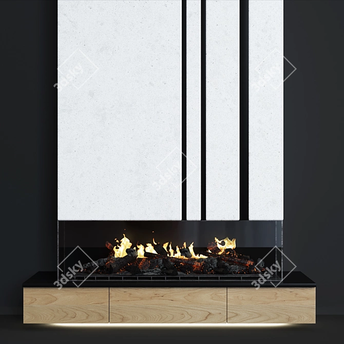 Modern Fireplace with Illumination 3D model image 1