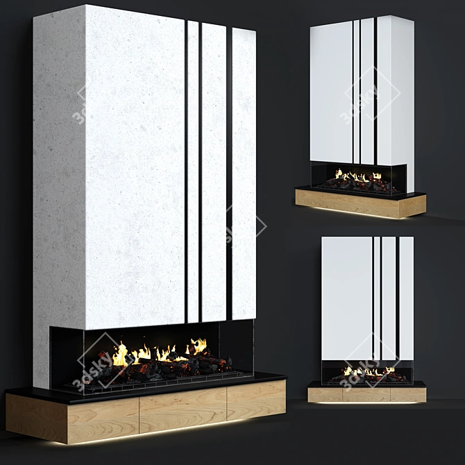 Modern Fireplace with Illumination 3D model image 2