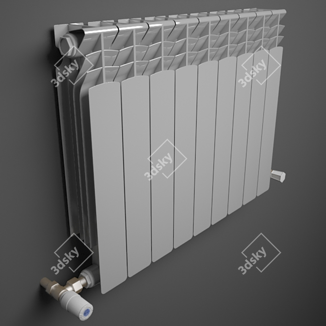 Wall-mounted Radiator with Temperature Regulator - 9 Sections 3D model image 1