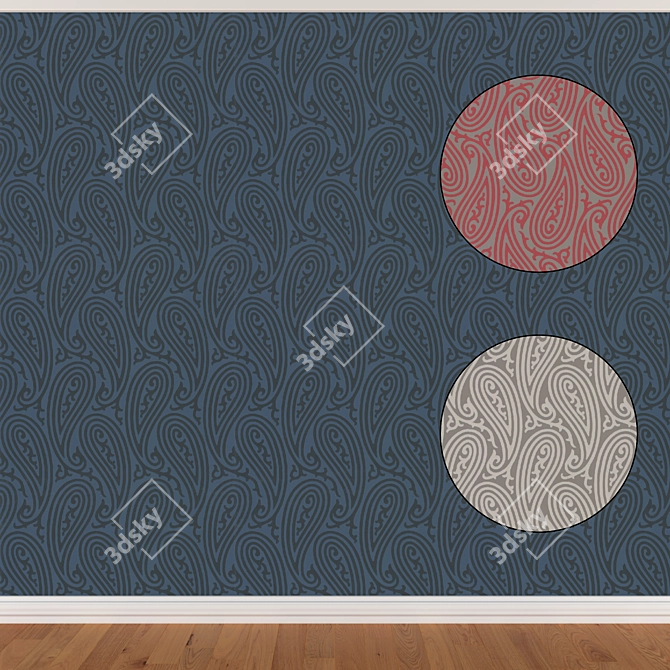 Seamless Wallpaper Set - 3 Colors 3D model image 1