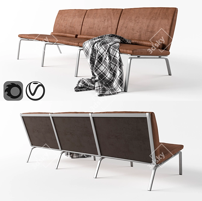 Bauhaus-inspired Luxury: Man 3-Seater Sofa 3D model image 1