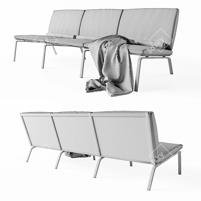 Bauhaus-inspired Luxury: Man 3-Seater Sofa 3D model image 3