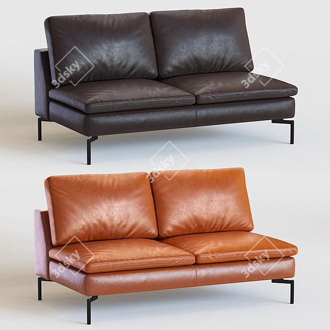 Modern Leather Armless Sofa 3D model image 1