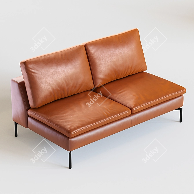 Modern Leather Armless Sofa 3D model image 2